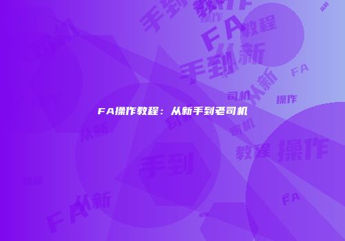 FA操作教程：从新手到老司机