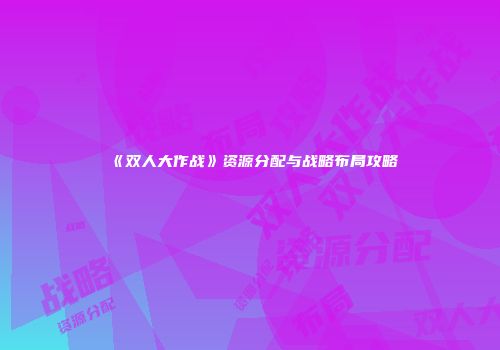 《双人大作战》资源分配与战略布局攻略