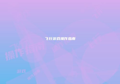 飞行游戏操作指南