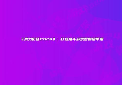 《暴力街区2024》：打造格斗游戏梦的脚手架