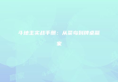 斗地主实战手册：从菜鸟到牌桌赢家