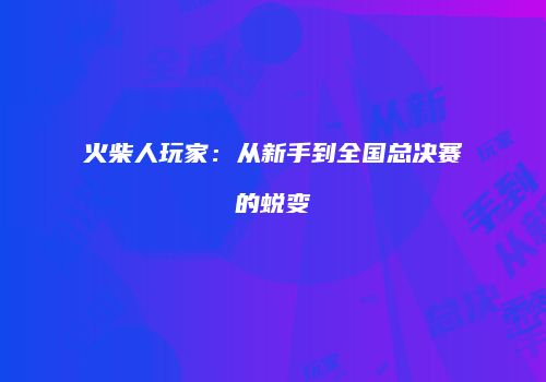火柴人玩家：从新手到全国总决赛的蜕变