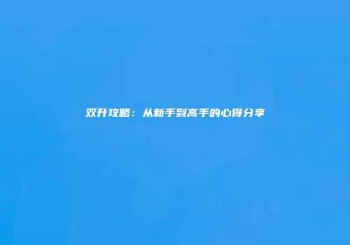 双升攻略：从新手到高手的心得分享
