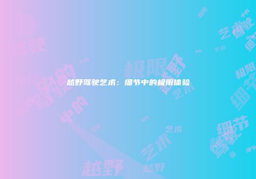 越野驾驶艺术：细节中的极限体验