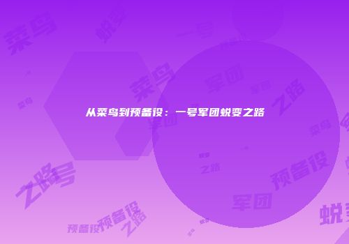 从菜鸟到预备役：一号军团蜕变之路