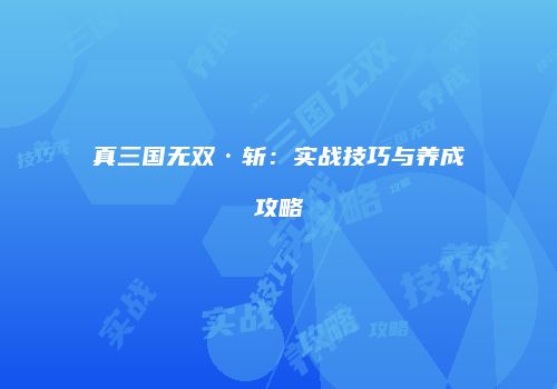 真三国无双·斩：实战技巧与养成攻略