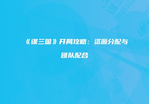 《谋三国》开局攻略：资源分配与团队配合