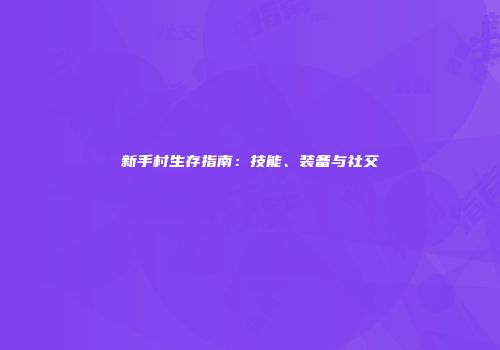 新手村生存指南：技能、装备与社交