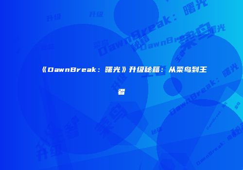 《DawnBreak：曙光》升级秘籍：从菜鸟到王者