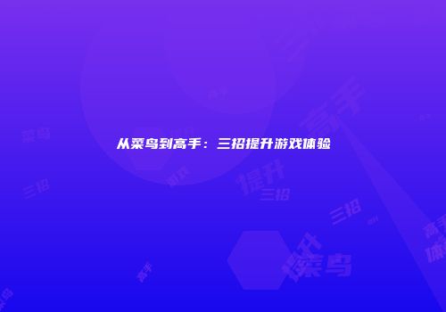 从菜鸟到高手：三招提升游戏体验